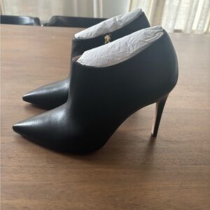 Coach Black Leather Pointed-Toe Stiletto Booties - Women's
